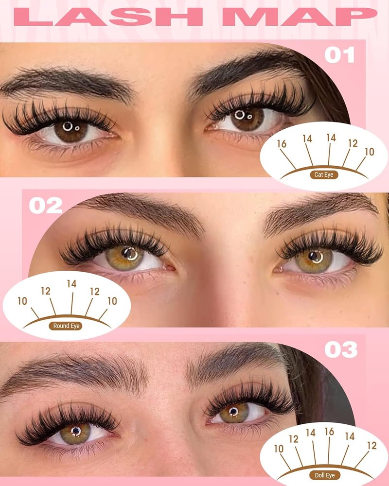 Spider Lashes Natural Wispy Lash Clusters Kit - Fluffy C-Curl Eyelash Extensions 8-16MM