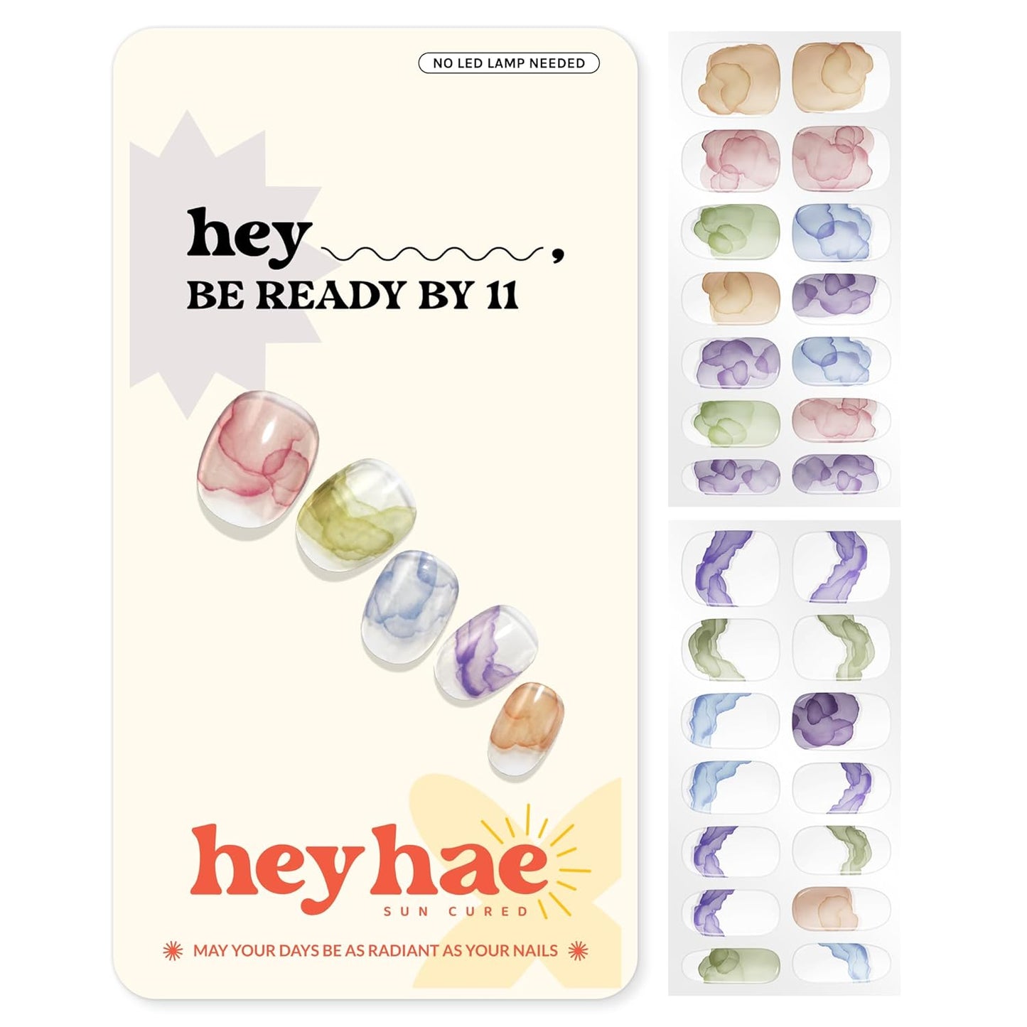 Semi Cured Gel Nail Strips - Ombre Beige Brown | Easy Apply & Remove, Salon Quality | 28 Strips, Prep Pads, Nail File & Stick