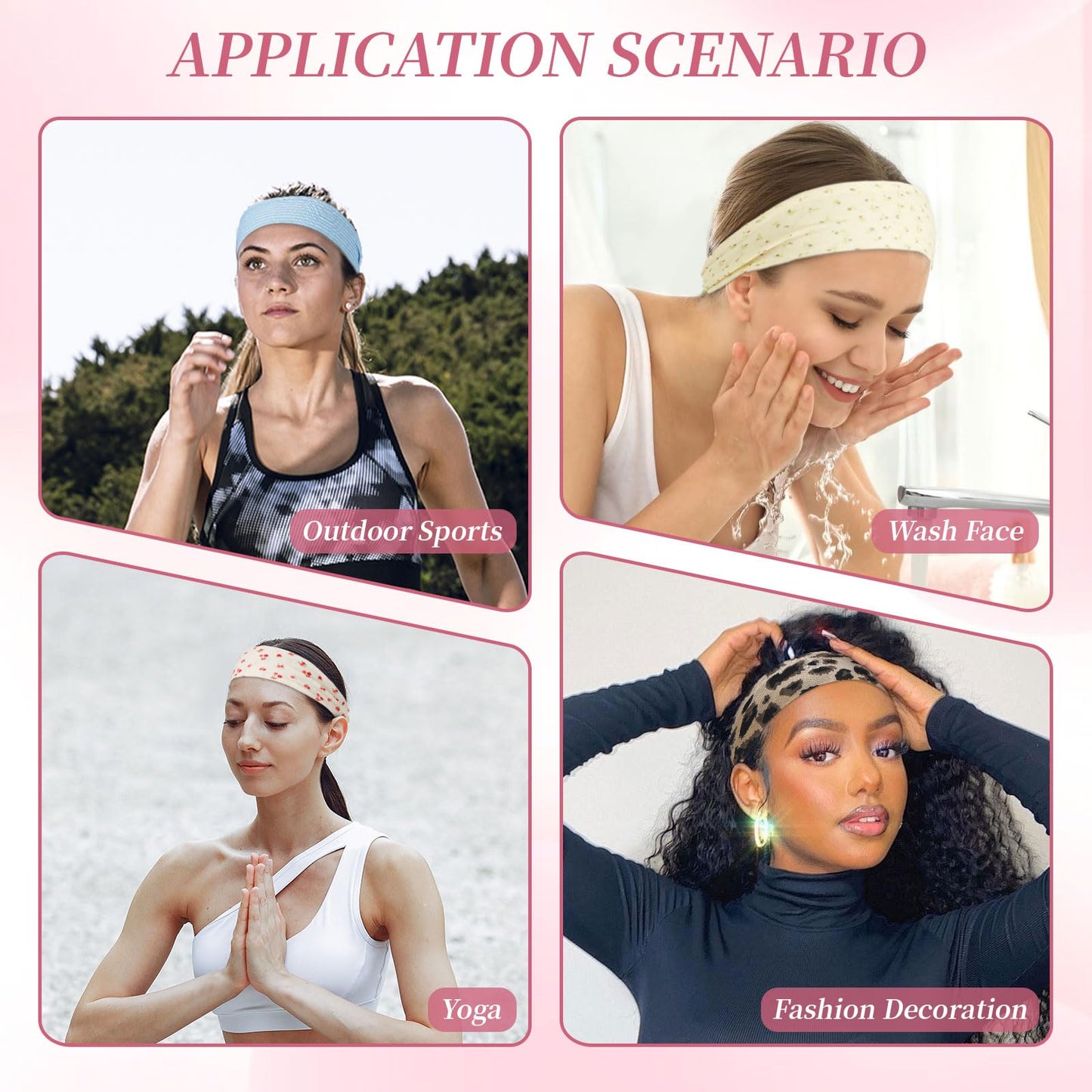 QIUTIMIY Headbands for Women Non Slip - 6 Pack Soft Stretchy Cotton Hair Bands for Women’s Hair – Fashion Sports Headbands for Yoga, Workout, Running, Gym, Daily Wear（Style 1）