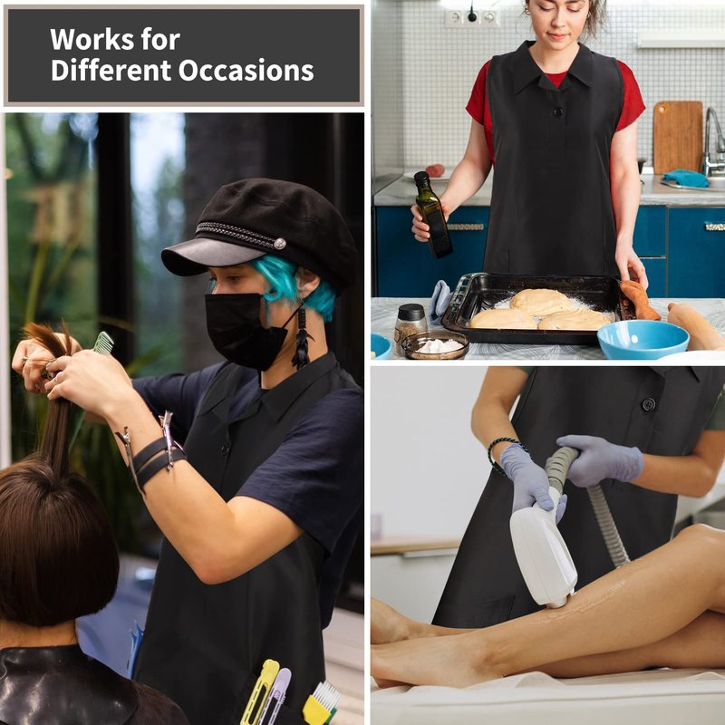 Segbeauty Barber Hairdresser Apron, Hair Stylist Salon Smock Aprons with Pockets, Cosmetology Salon Apron Pet Groomer Gown Sleeveless SPA Uniforms Protective Water-proof Work Clothes for Women Small