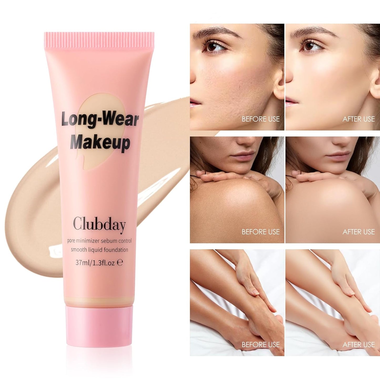 Long-Wear Liquid Foundation - Pore Minimizer & Sebum Control, Oil-Free Matte Finish | 37ml/1.3 Fl Oz