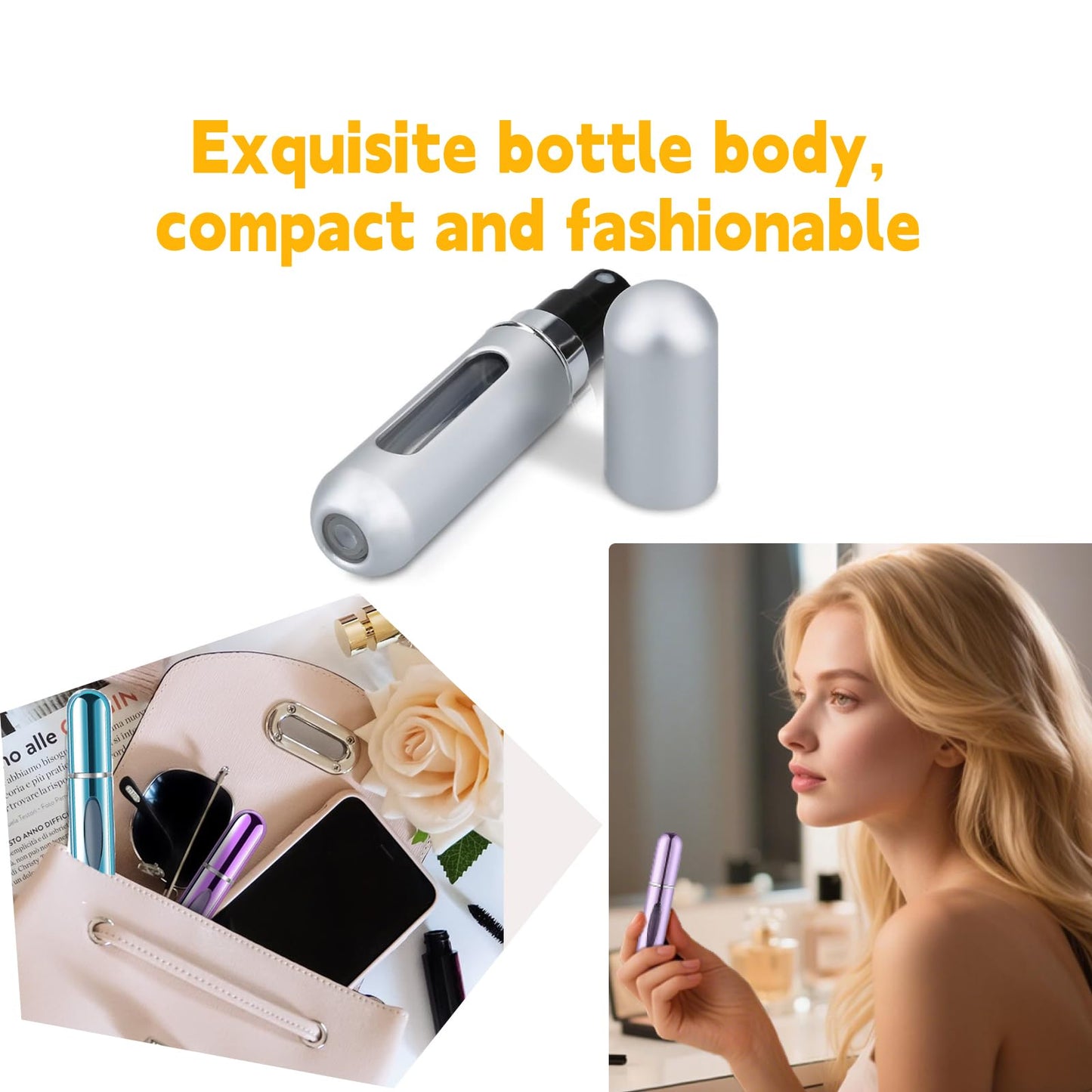 ZenithFast Perfume travel refillable,6Pcs 5ml Mini perfume bottle,Portable perfume bottles refillable for Women Men Small Mister Spray Bottle, for Travel and Outgoing