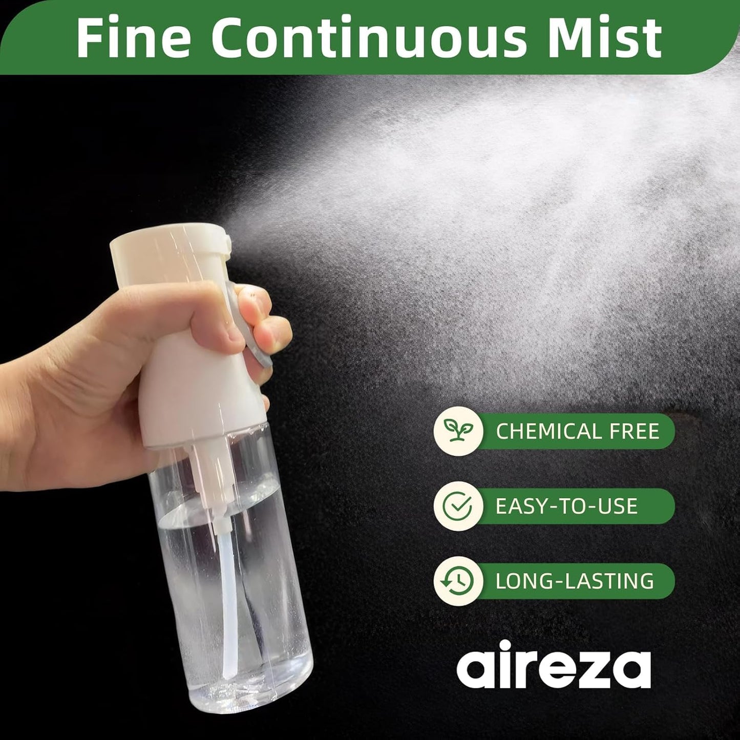 Continuous Spray Bottle - Ultra-Fine Mist Sprayer for Hair, Plants & Cleaning | 300 ml / 10 oz, BPA-Free, Leak-Proof