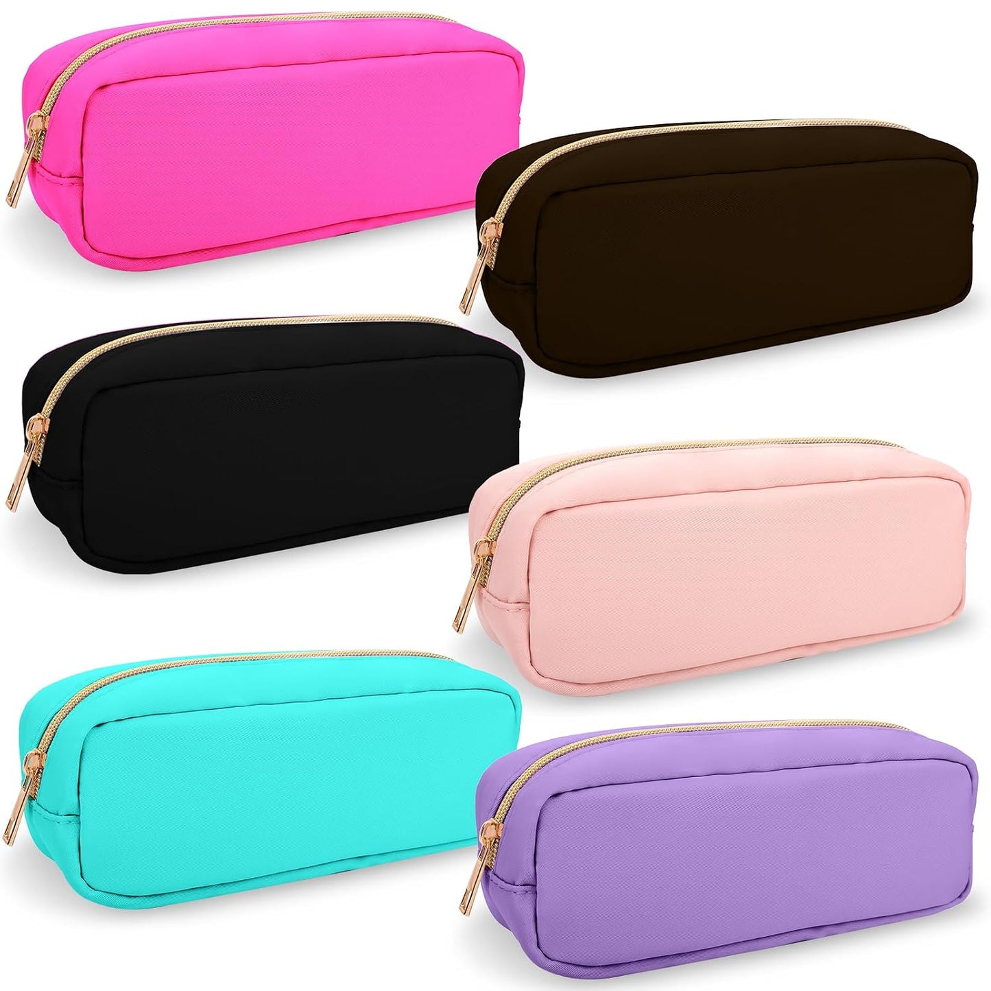 Waterproof Mini Floral Makeup Bag - Nylon Travel Pouch for Women | Cute Zipper Toiletry Organizer (Mini White-Flowers)