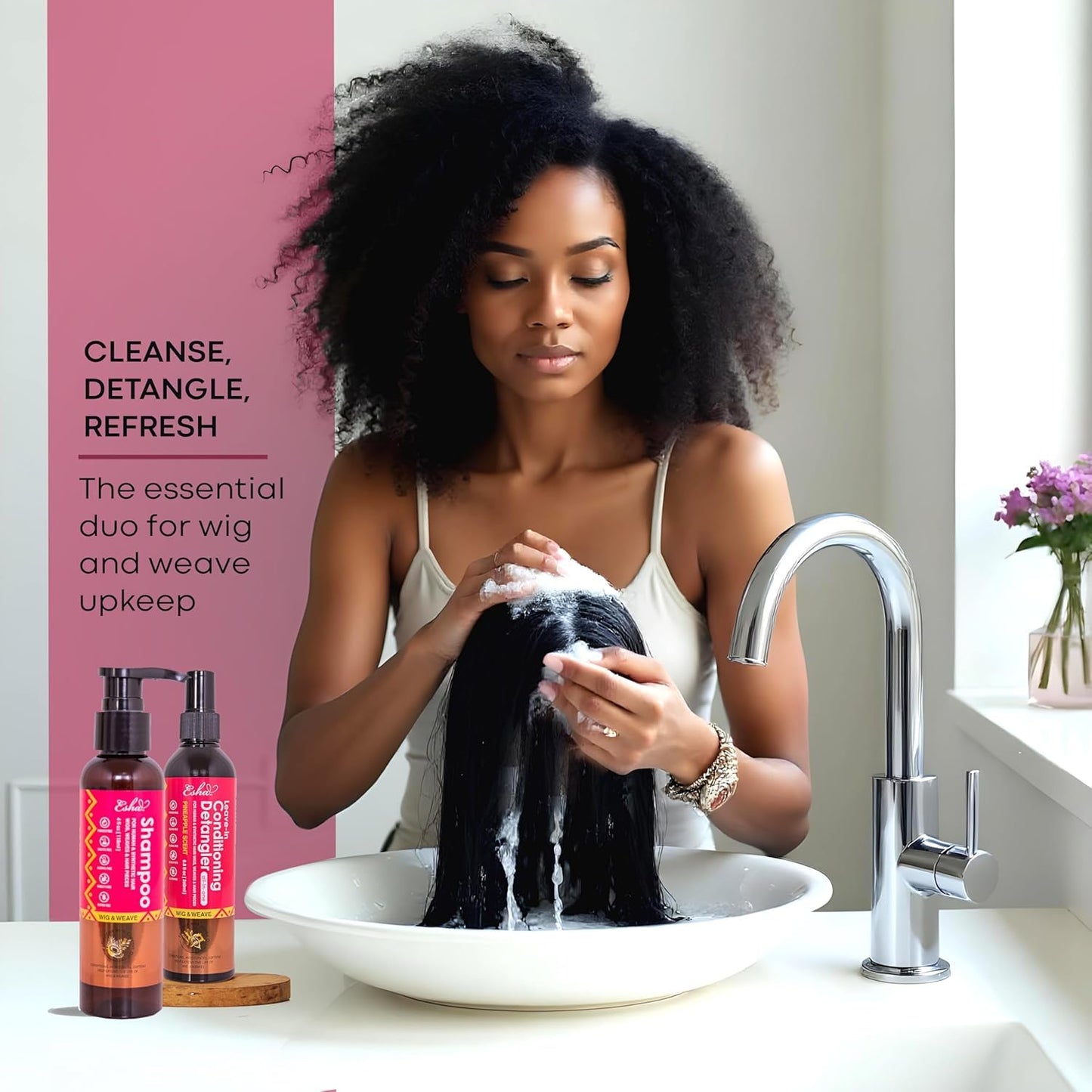 Wig Revival Kit - Shampoo & Detangler Spray Set for Human & Synthetic Wigs | Cleans, Softens & Refreshes (2 Items)