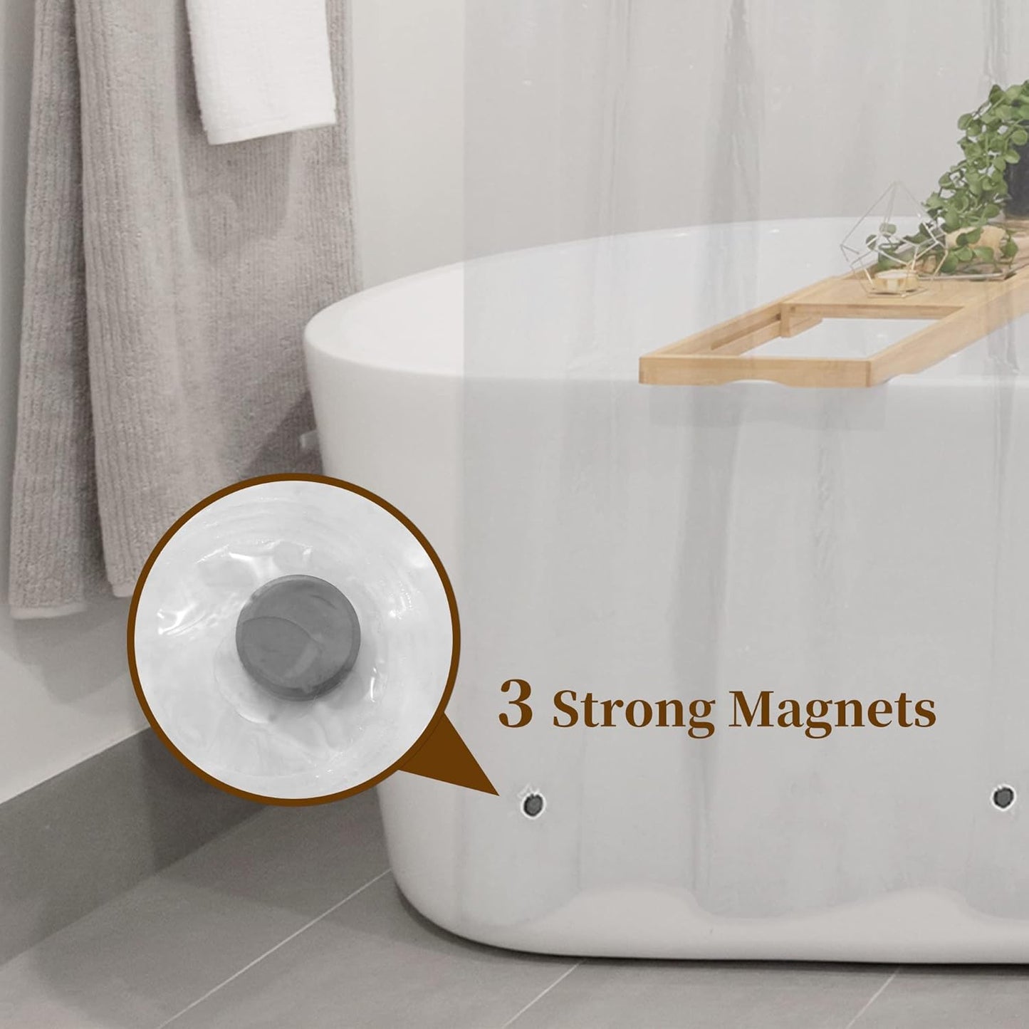 Clear Plastic Shower Liner - Premium Waterproof PEVA Curtain with Rustproof Grommets & 3 Magnets | Standard Size