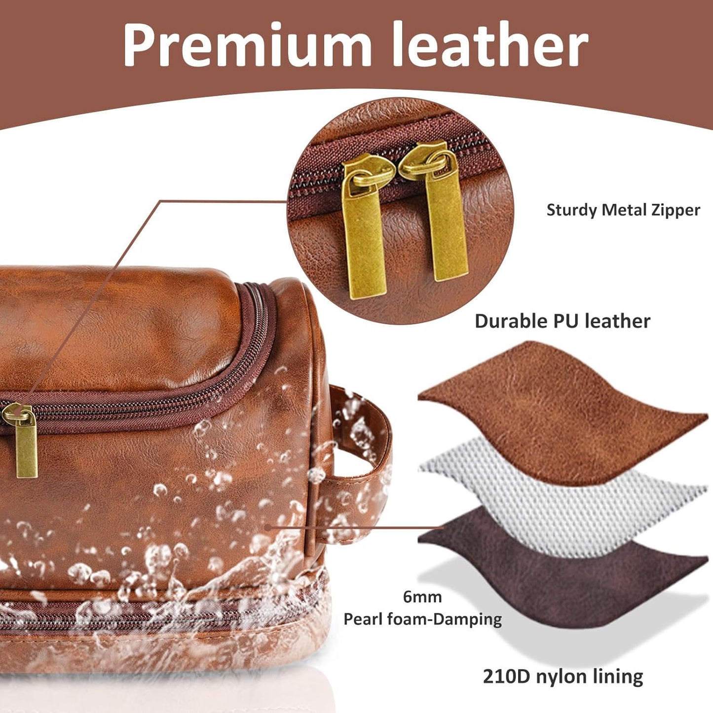 Personalized Toiletry Bag for Men - Custom Leather Shaving Bag | Engraved Travel Gift for Dad, Husband, Groomsmen, Son