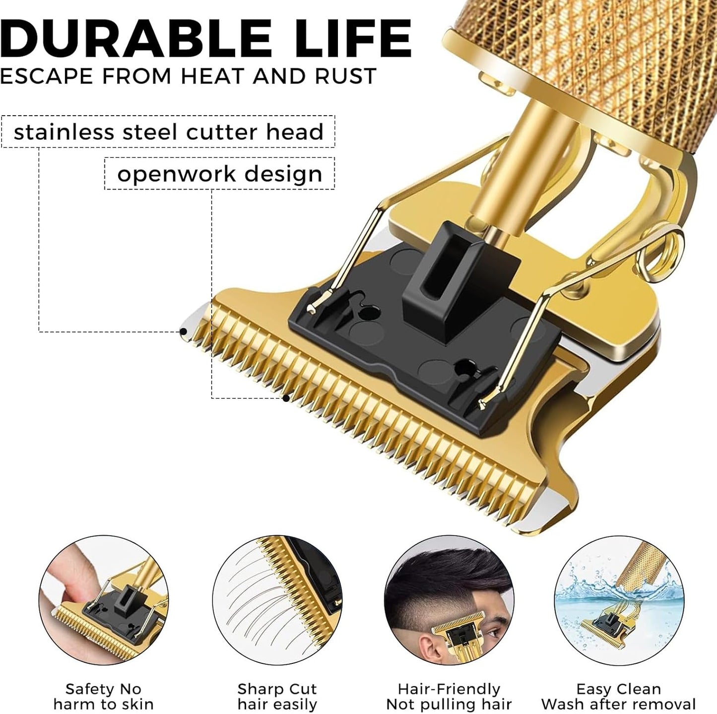 Premium Cordless Beard and Hair Trimmer for Men - Professional T-Blade Grooming Kit with 4 Adjustable Combs | Rechargeable & Zero Gapped
