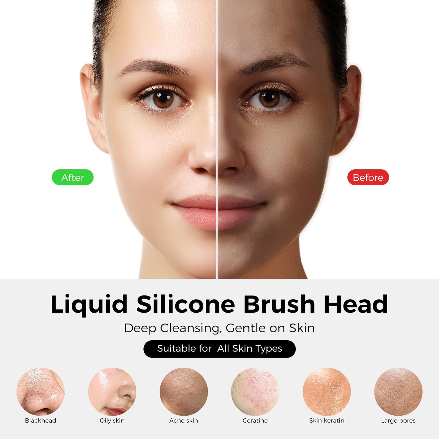 Ccigedy Face Scrubber Brush, Electric Silicone Face Scrubber, Waterproof and Rechargeable Facial Cleansing Brush with 4 LED Gentle Light, Sonic Facial Pore Exfoliator Cleanser Tool for Women & Men