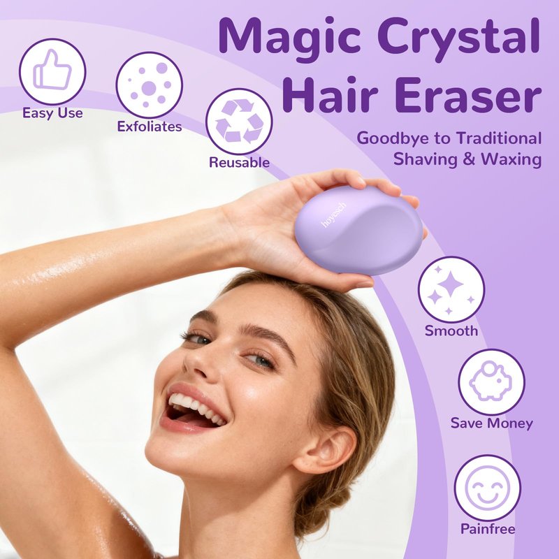 hoyesch Crystal Hair Eraser for Women and Men, Reusable Crystal Hair Remover Painless Exfoliation Epilators Hair Removal for Women, Magic Hair Eraser for Back Arms Legs (Violet)