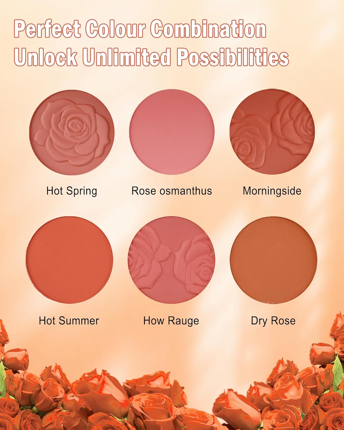 Matte Face Blush Palette - 6 Color High Pigment Mineral Blusher | Blendable Contour Powder for Long-Lasting Cheek Color