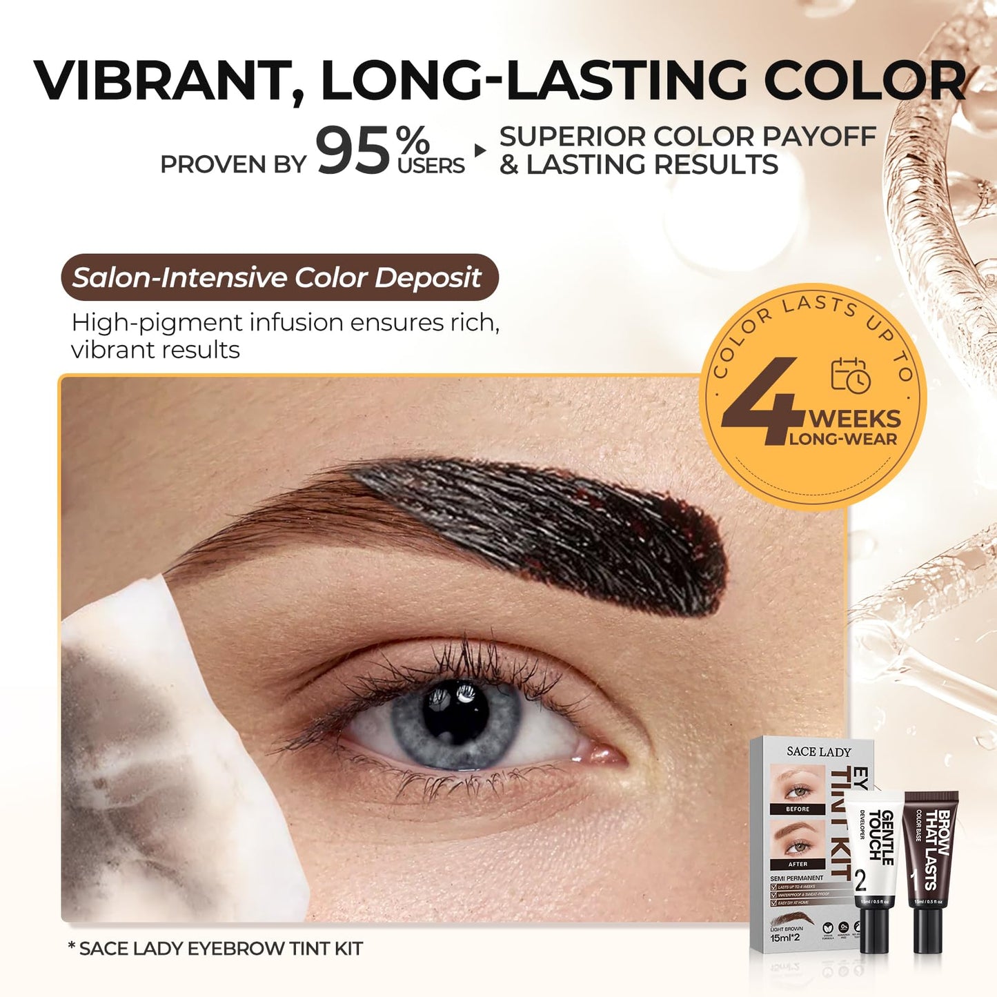 SACE LADY Eyebrow Color Kit, Long-Lasting Waterproof Eyebrow Color Up to 4 Weeks, DIY At-Home Brow, Natural Brow Cream for Women, Vegan & Cruelty-Free (03 Black)
