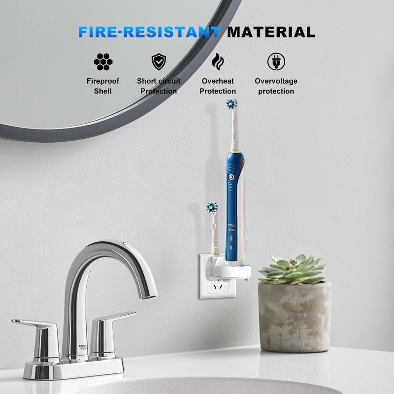 Charger for Oral-B Electric Toothbrush, Compatible with Oral-B io4/io5/io6, Genius 8000/9000, Pro 1000/2000/3000/5000, 3709/3728/3756 | Direct Plug-in Waterproof Outlet Charger Base Hygienic White