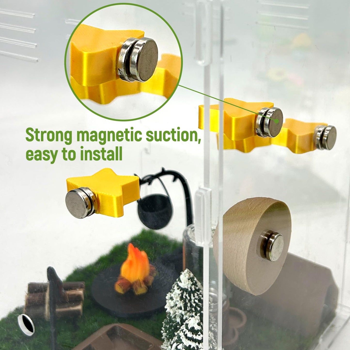 Jumping Spider Enclosure Accessories,with Enclosure Decor Kit,Hide Habitat,Platform,Food Bowl,Water Dispenser for Jumping Spider Habitat (Camping)