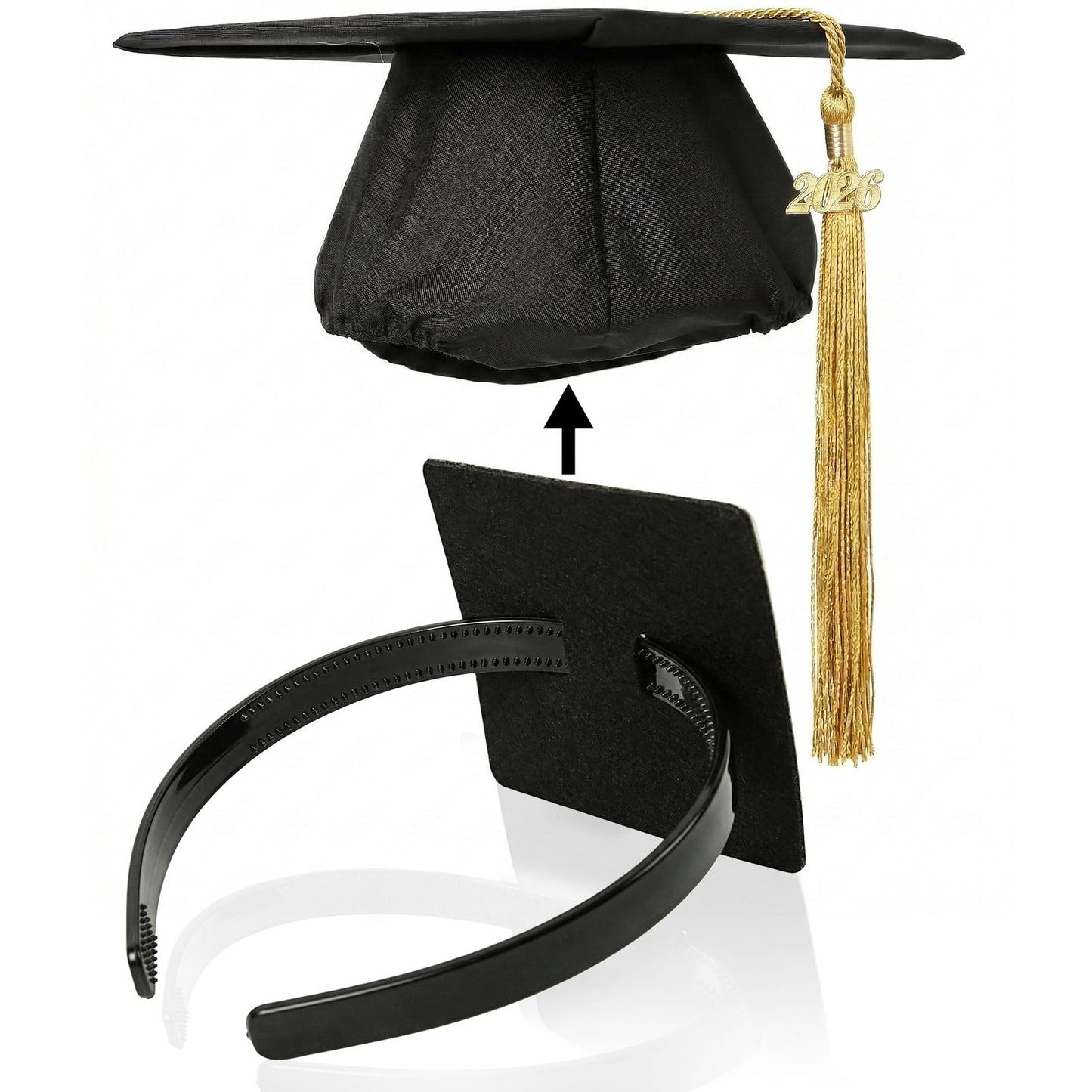 GIURKUU Graduation Cap Headband, Firm Anti-fall HairBand for Graduation Hat, Hat Accessories for Graduates, Students(2 Color)