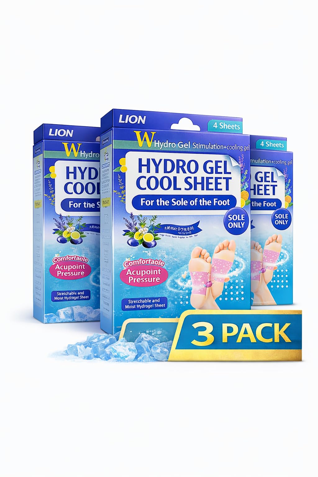 [3 Pack] Cooling Foot Patch with Acupressure Nodes – 4 Sheets Foot Mask for Tired Feet, Refreshing Foot Care [휴족시간]