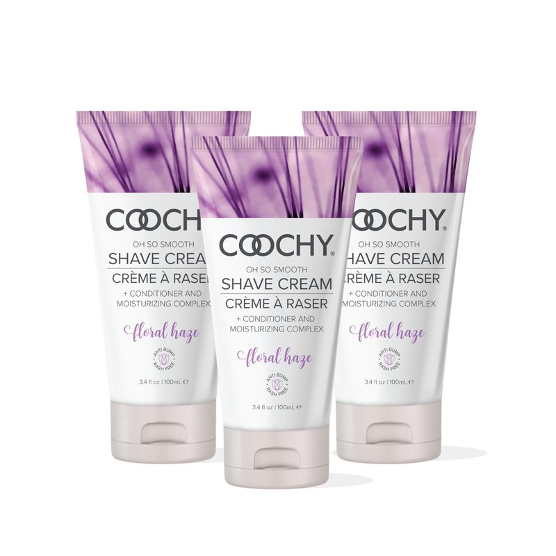 Coochy Shave Cream - Moisturizing Shave Lotion - Gentle Intimate Shaving Cream - For Bikini Area, Underarms, Legs & More - Rash-Free - Floral Haze - 3.4oz - 3 Pack Bundle
