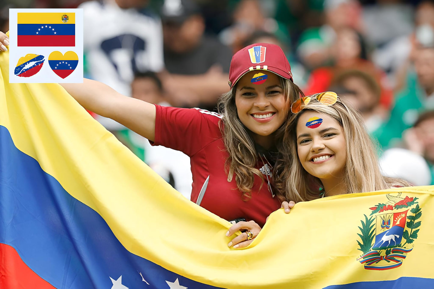 Y&C TENCOB Venezuelan Flag Tattoos,25 Sheets Venezuela Temporary Face Stickers,75 Pcs Waterproof Sweat National Flag Tattoos For Men Women Teenagers(Venezuela)