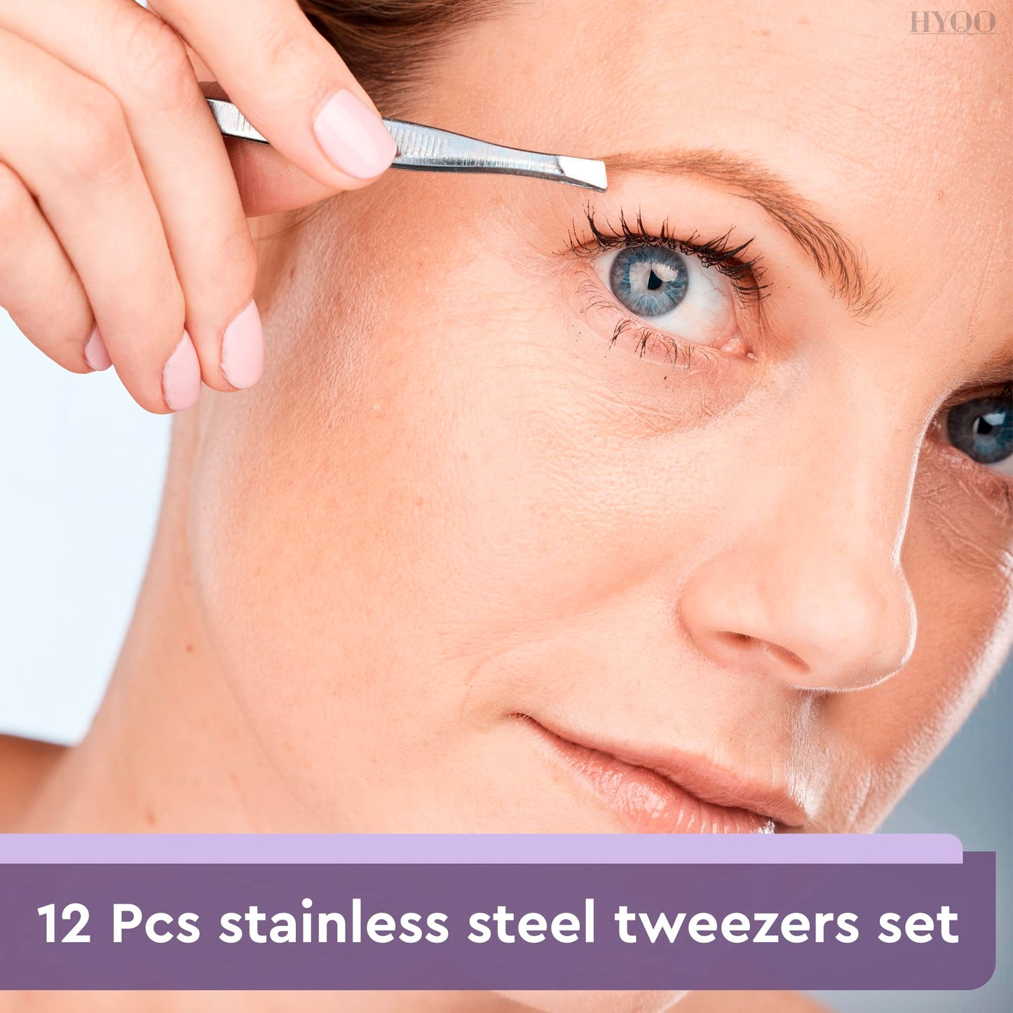 12 Pcs Eyebrow Tweezers for Women - 3.5" Stainless Steel Tweezers for Women Facial Hair with Slanted Tips & Heart Clamps - Mini Size for Brows, Facial and Chin Hair, Light-Duty Grooming & Self-Care