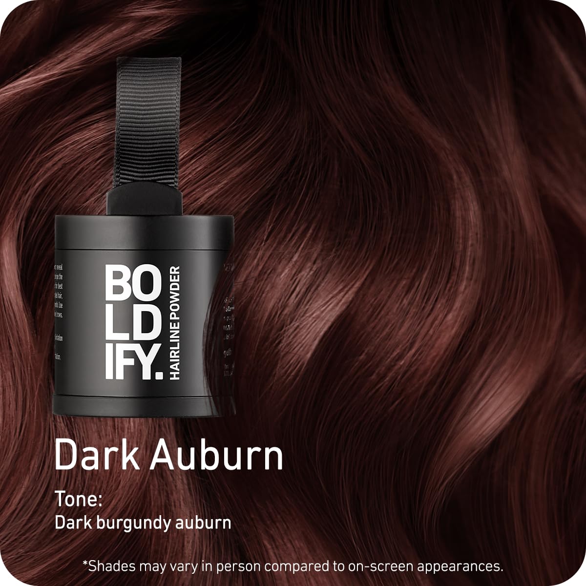 BOLDIFY Hairline Powder - Water-Resistant Root Touch-Up for Gray Coverage | 10g Dark Auburn, 24-Hour Stain-Proof Solution