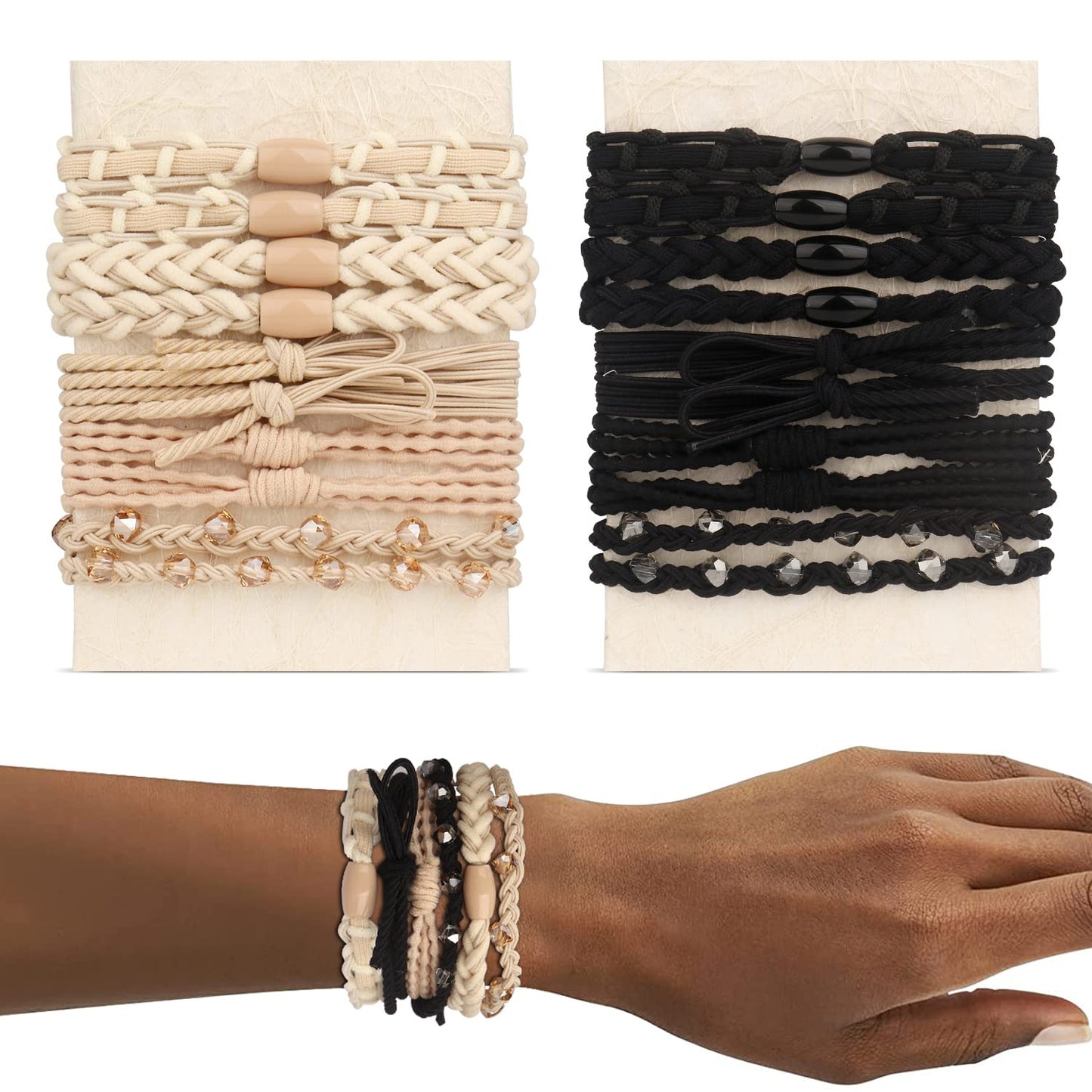25 Pcs Hair Tie Bracelets - Stylish Boho Hair Ties for Women | No Damage Ponytail Holders in 6 Trendy Colors