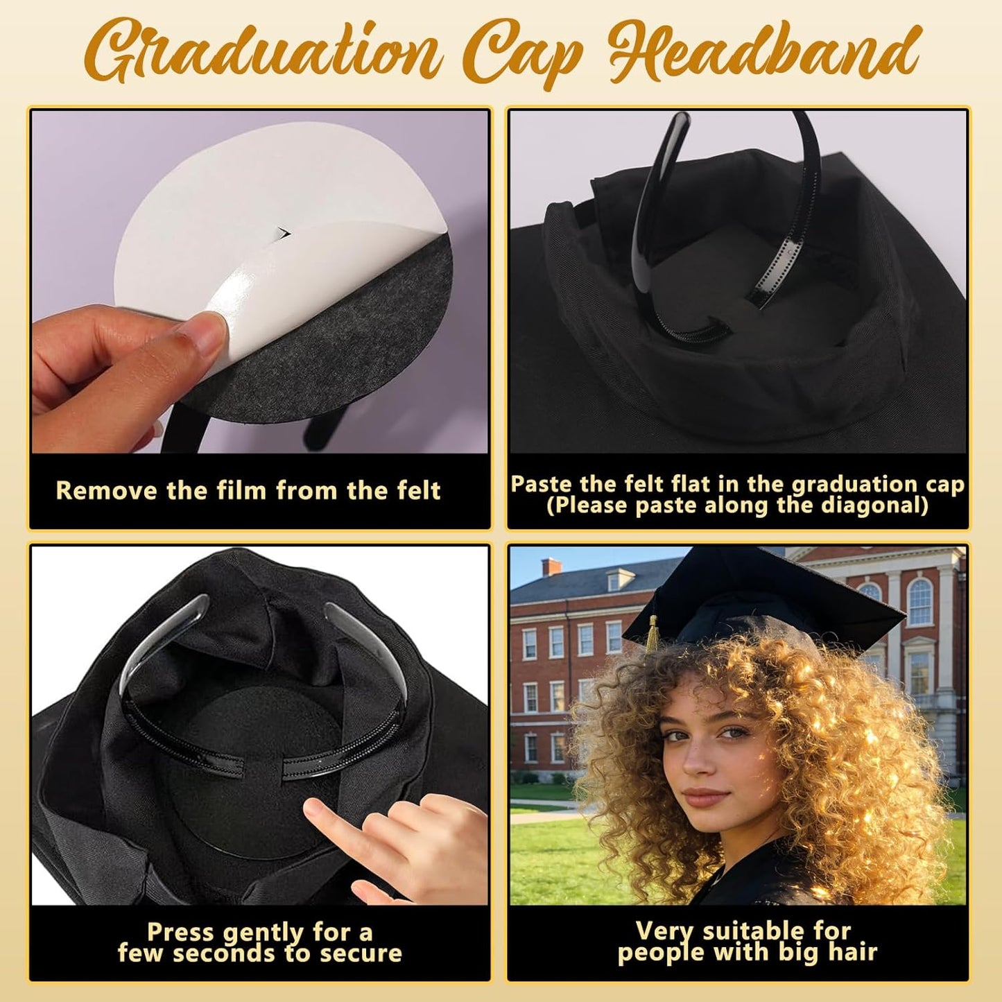 Graduation Cap Headband Stabilizer - Anti-Slip Hair Band for Women | Hat Accessory for Graduates & Students