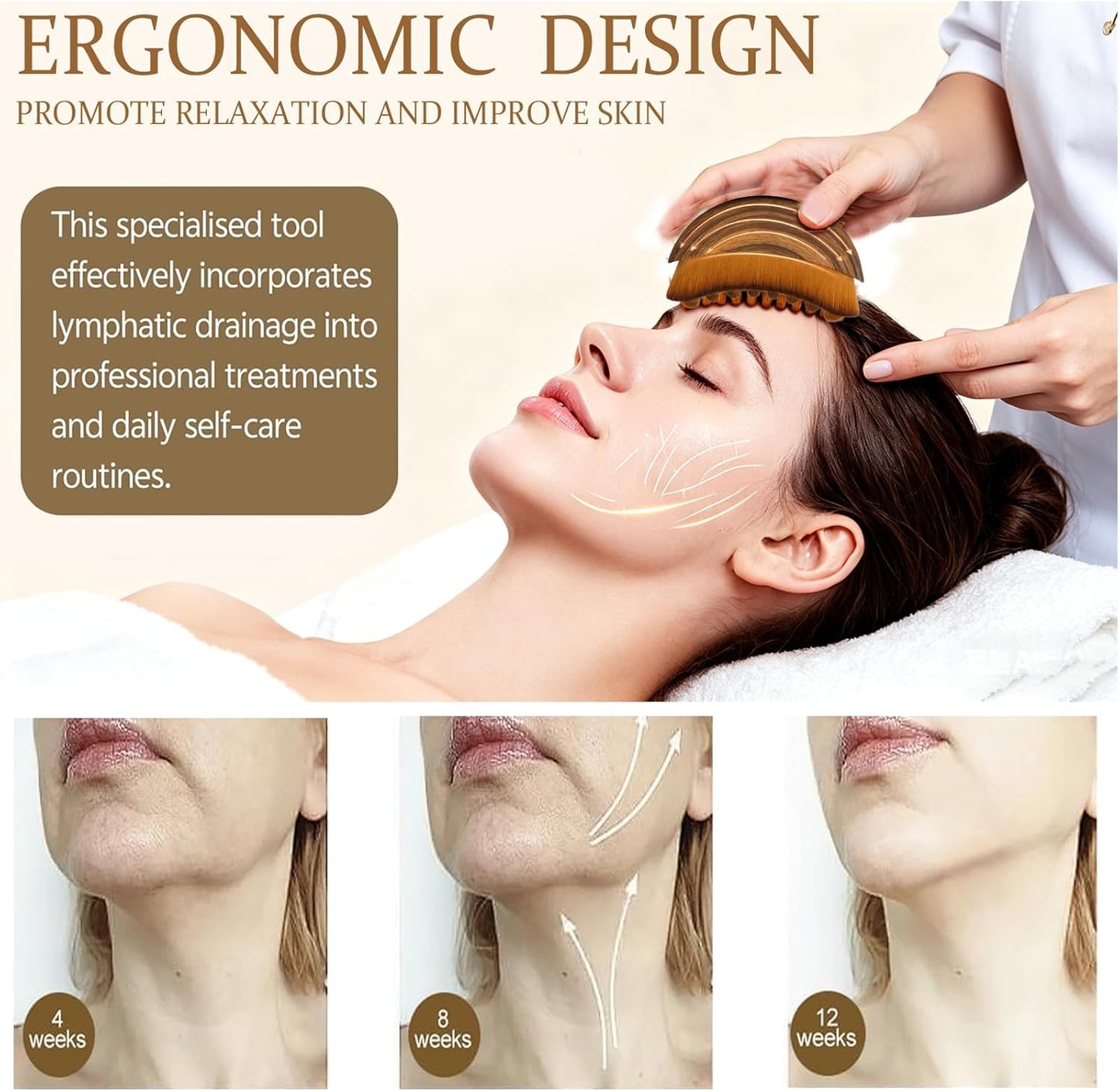 Lymphatic Contour Face Brush - Sculpting Tool for Lymphatic Drainage, Ultra Soft Bristles | Reduces Puffiness & Gentle on Skin