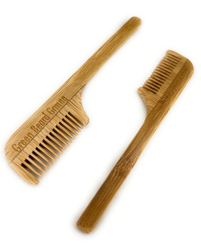 Sapling Grove Mustache Brush & Comb (2 brushes & 2 combs) from Green Beard Grmng - Boar Bristle & Bamboo
