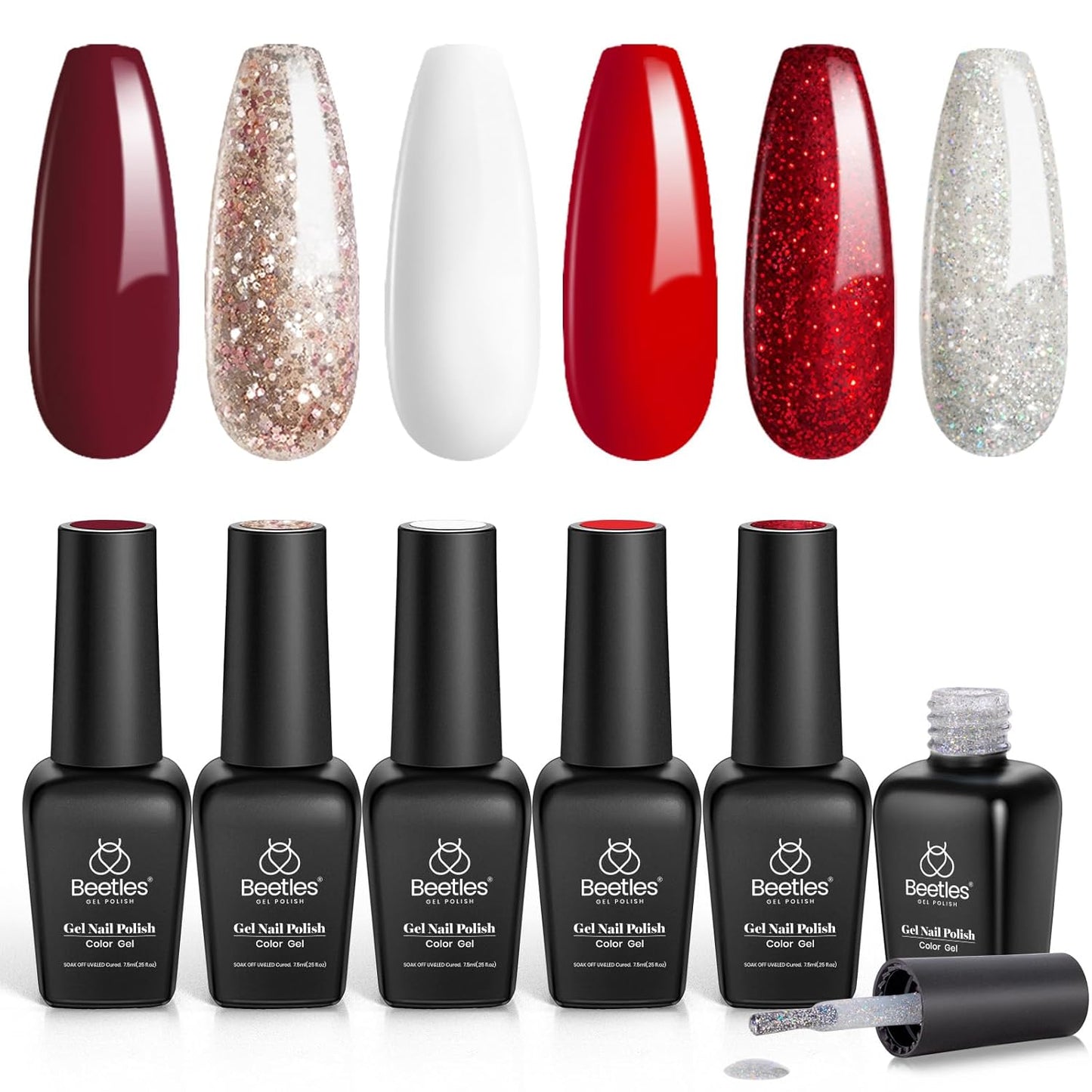 Beetles Gel Nail Polish Kit - 6 Soak Off UV Colors | Long-Lasting Glossy Finish for Salon & Home Manicure