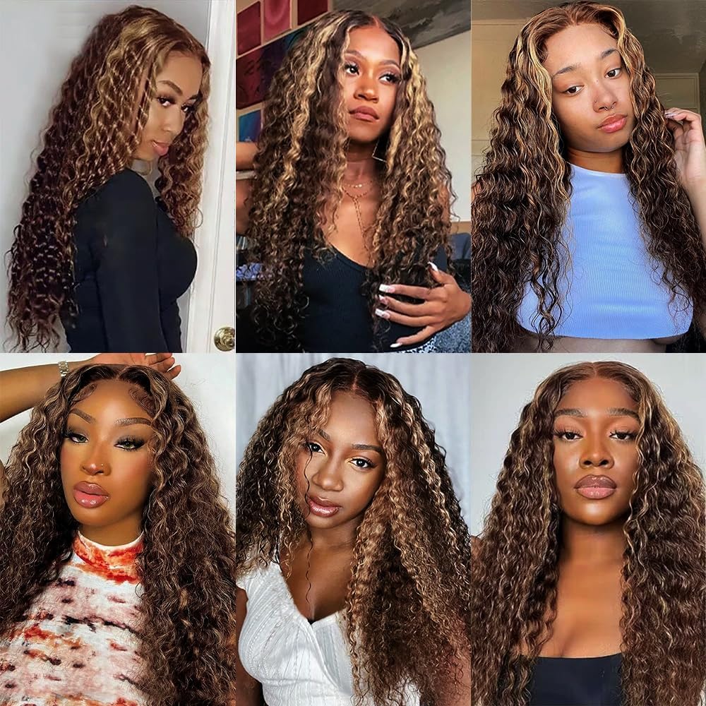 1b/30 Human Hair Bundles Highlight Deep Wave Bundle 18 20 22 Inch 300g Brazilian Virgin Hair 3 Bundles Ombre Brown Bundle Human Hair Extensions
