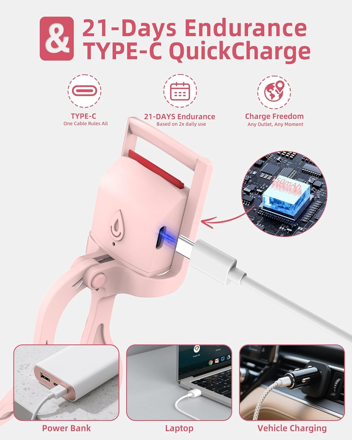 Heated Eyelash Curler - Quick 5-Second Curling Tool for Stunning Lashes
