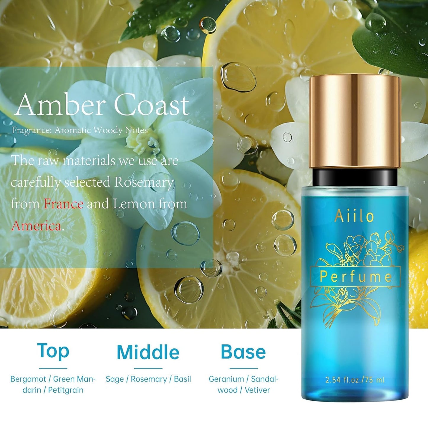 Natural Hair Perfume for Women | Long-Lasting Fragrance - 75ml/2.54 fl oz (Amber Coast)