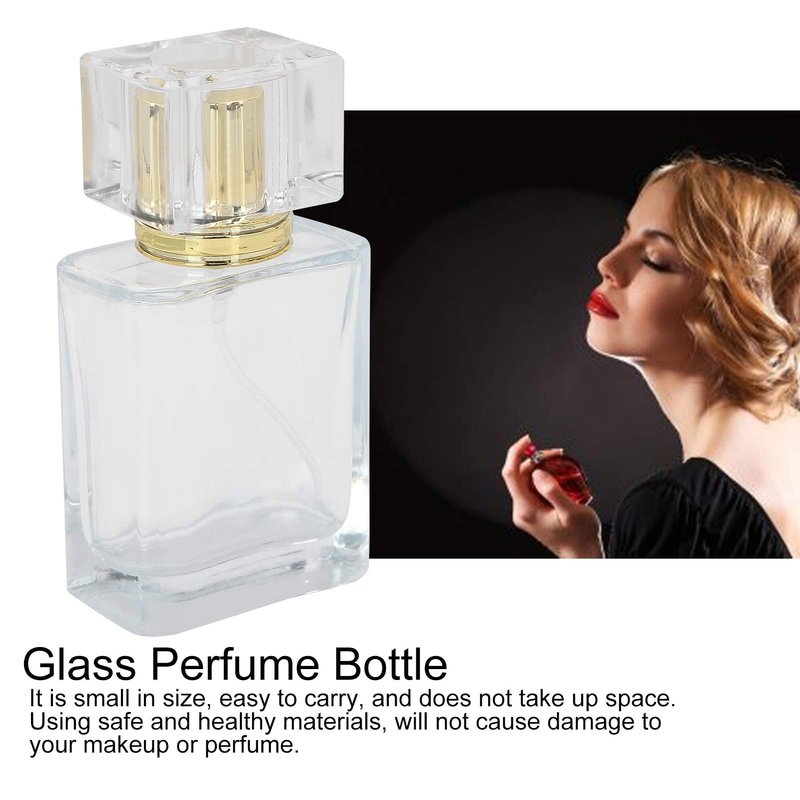 50ml Refillable Perfume Bottle – Glass Spray Atomizer with Applicator, Transparent Empty Container for Travel & DIY Perfume (03)