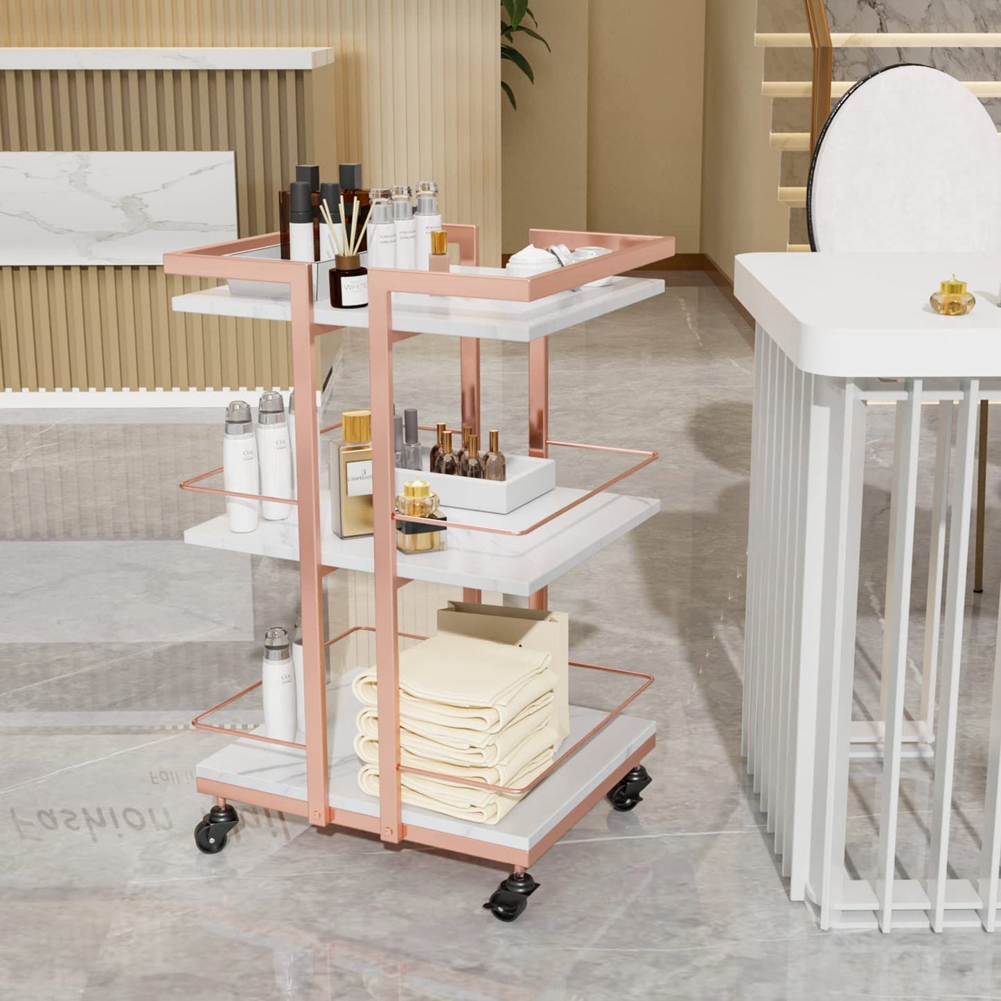 Esthetician Cart with Wheels Utility Salon Rolling Trolley, Mobile Storage Organizer for Beauty Spa Cosmetology Massage, Tattoo Manicure Facial Tool Holder Station