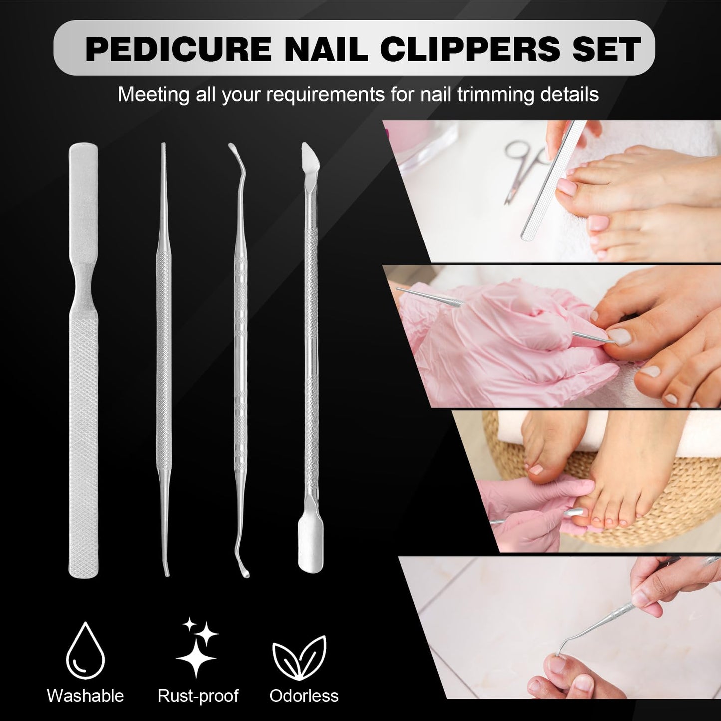 Toenail Clippers for Seniors Thick Toenails, Heavy Duty Toe Nail Clippers Adult Thick Nails Long Handle, 360° Rotating Nail Clipper, Large Toenail Clippers for Thick Nails 7Pcs