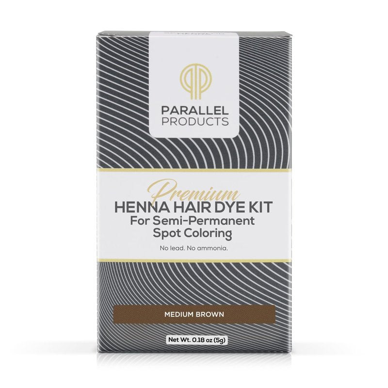 Henna Hair Dye Kit for Professional Spot Coloring - Nourishing Oil, Mixing Dish & Brush Included | 5g Medium Brown