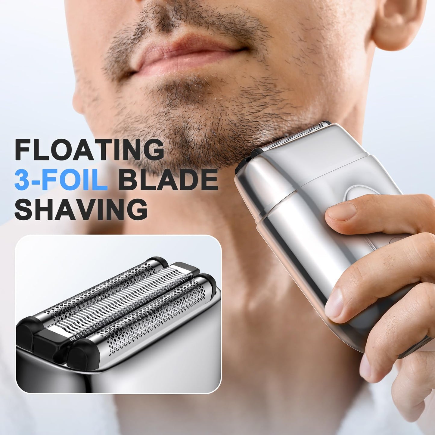 HOOICB Electric Foil Shavers for Men, Mini Electric Razor with LED Display, IPX7 Waterproof Wet Dry Beard Trimmer Grooming Kit for Travel