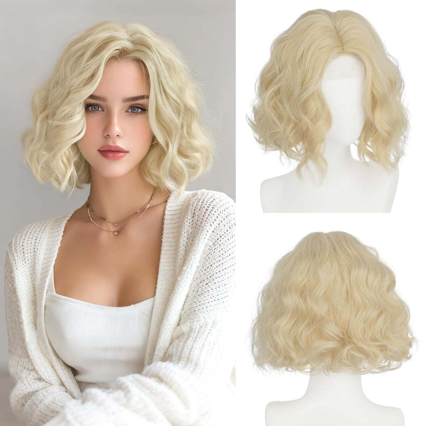 Rainbow Bob Wig - Colorful Short Soft Wavy Curly Synthetic Hair for Women | 11 Inch Natural-Looking Lace Front