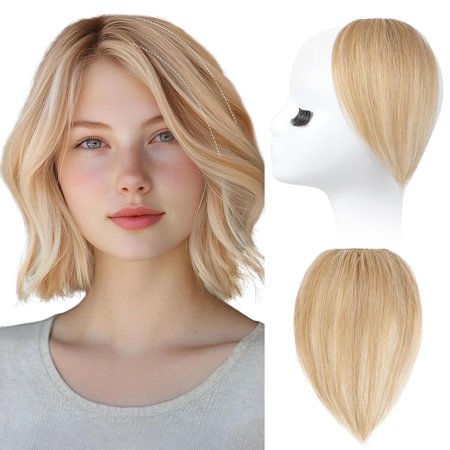 REECHO Clip-In Hair Volumizer - Short Thick Extensions for Thin Hair | Platinum Blonde with Black Strands, 8 Inch