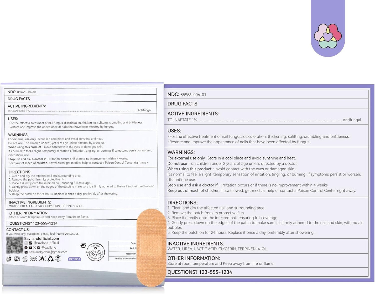SAVILAND Fungal Nail Patches - 32 PCS Extra Strength Toenail Treatment | 8H Overnight Repair for Damaged Nails