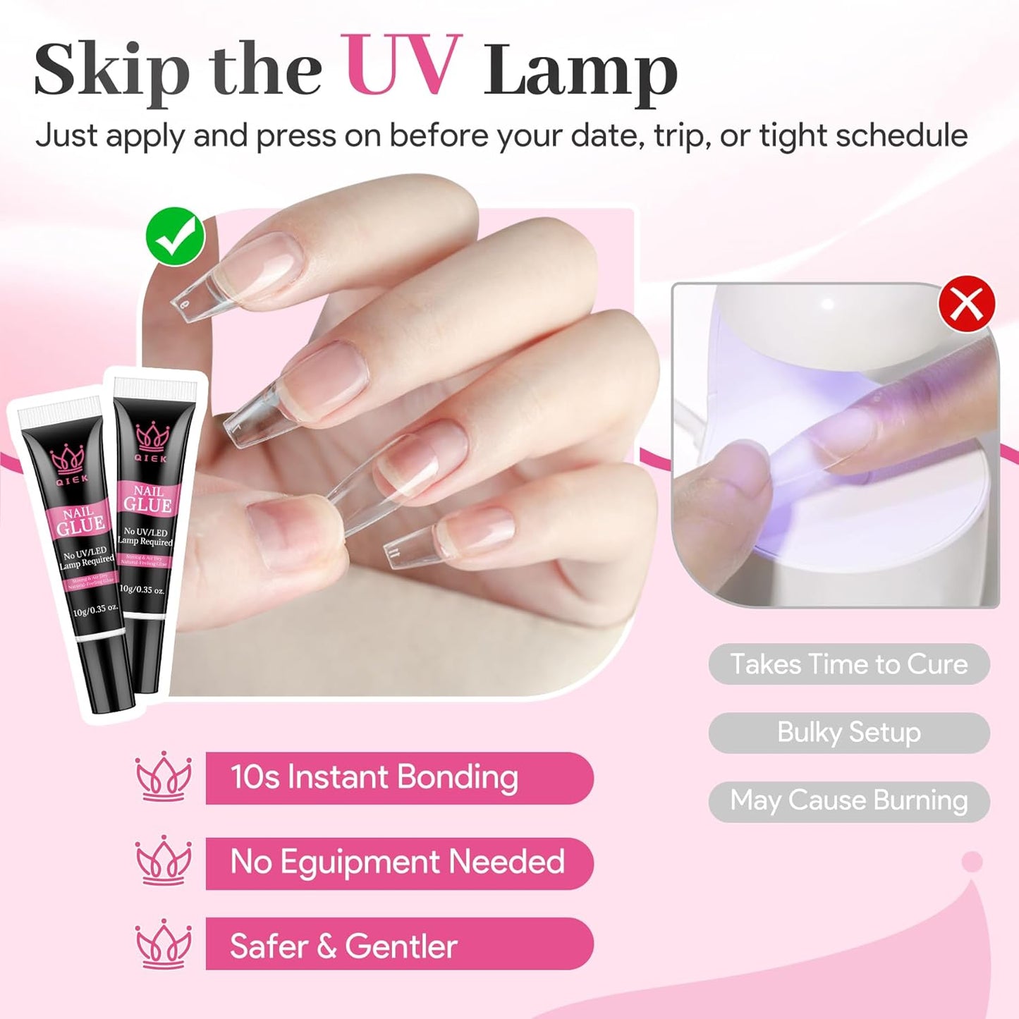 Strong Nail Glue - Quick Dry Semi Solid Gel Adhesive for Press Ons | 10g/0.35oz, Waterproof Bond for DIY Manicure
