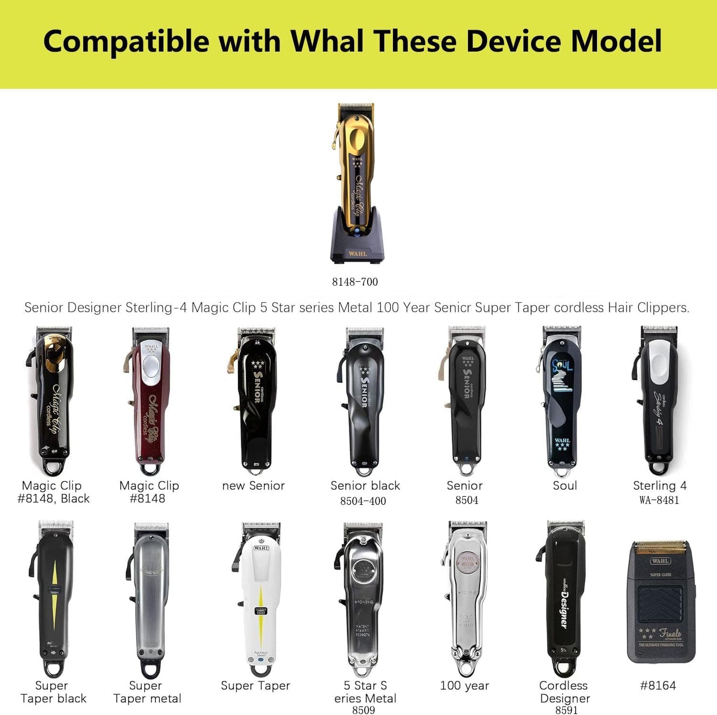 Magic Senior Detailer Legend Cordless Clippers USB Charger Cable for Wahl 5-Star Magic Clip Cordless Hair Clipper 08594,8148,8504,8164 Shaver, 8591 919 100 Year Clipper,Metal Edition Designer 8592