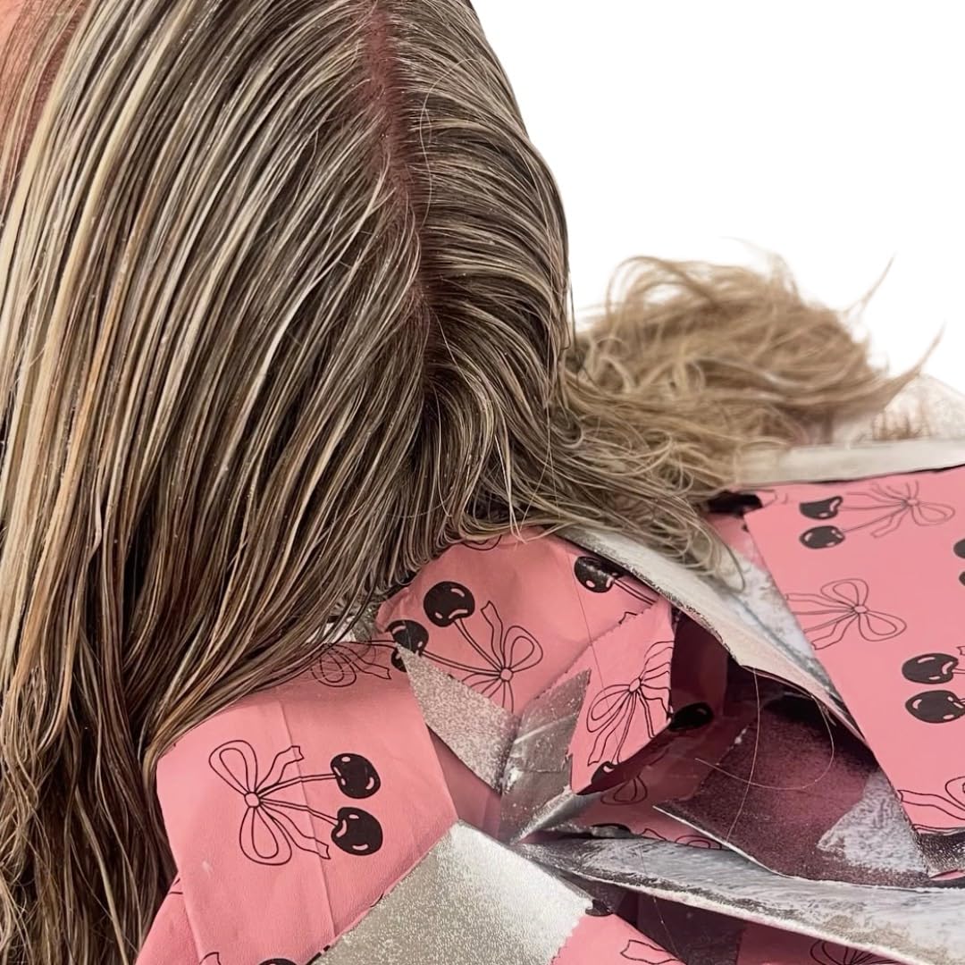 Hair Foils for Highlighting - 500 sheets - 6x11 Pop-Up Embossed Foil Sheets for Salon Hair Coloring - Cherry Bow Design by Foil Holic