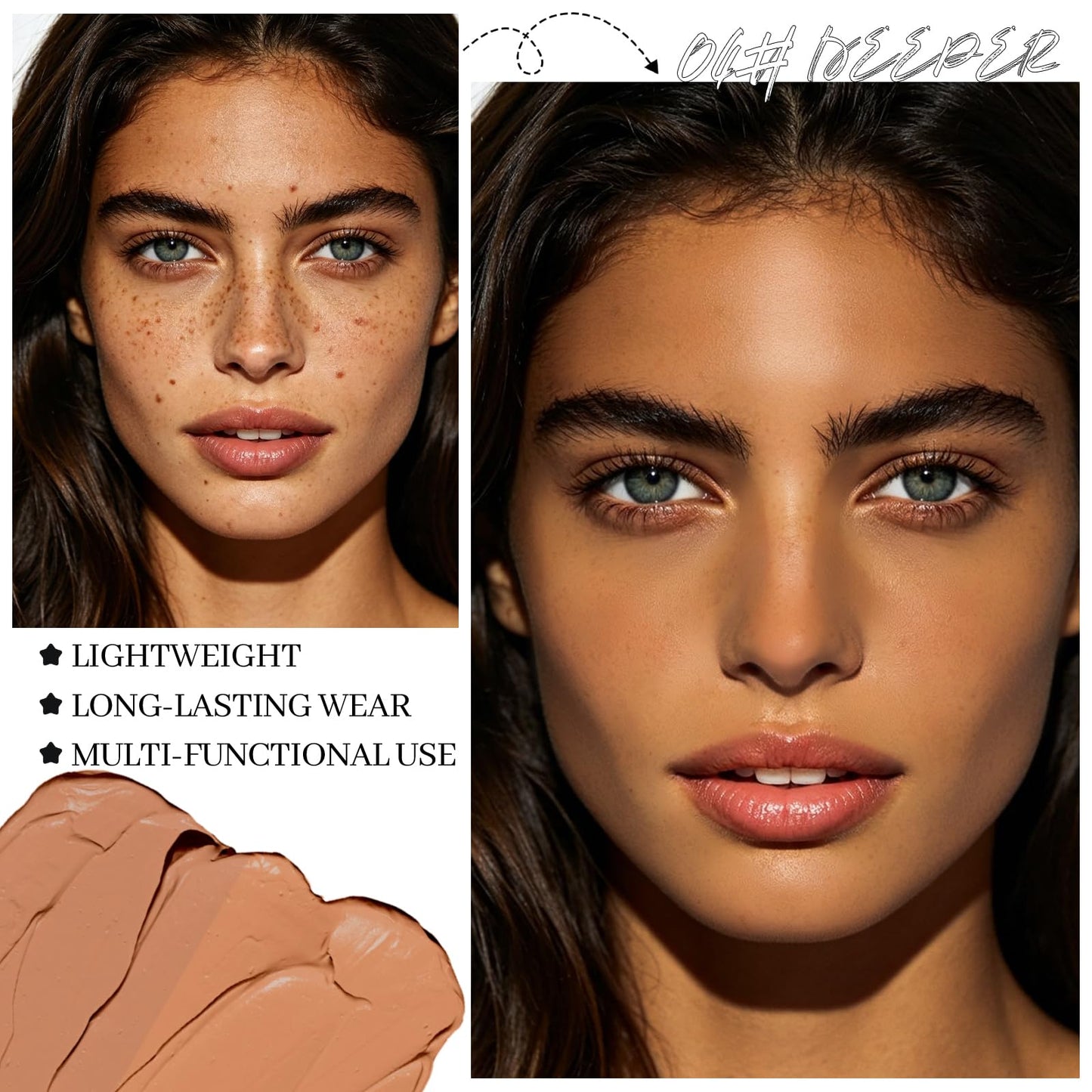 DAGEDA Dual-Toned Cream Foundation, Flawless Finish Foundation & Concealer Makeup, Creamy Smooth Texture, Long-lasting, Full Coverage, Blendable, Waterproof Makeup Palette 04