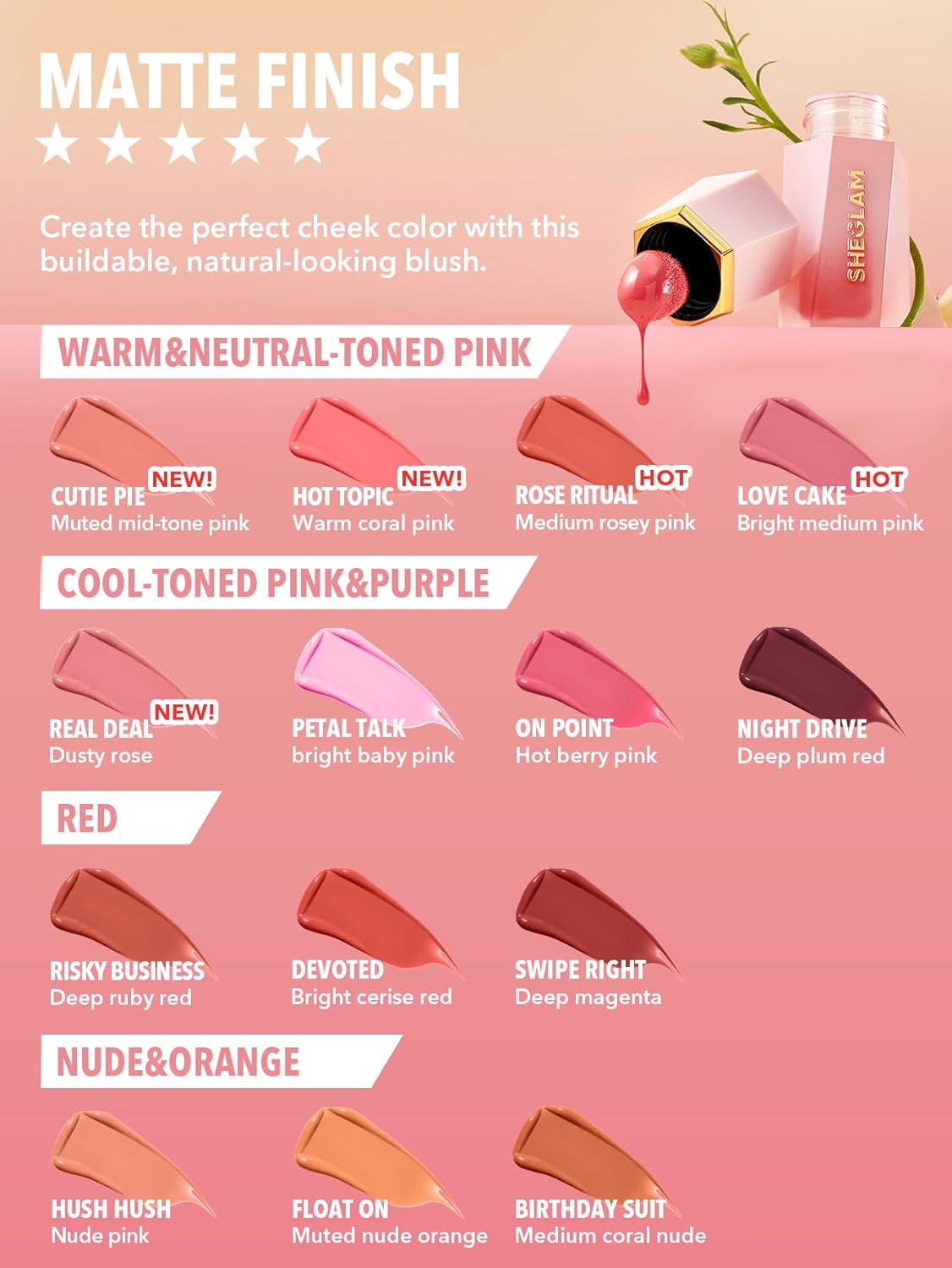 Color Bloom Liquid Blush Makeup for Cheeks - Matte Finish | 004 Hot Topic