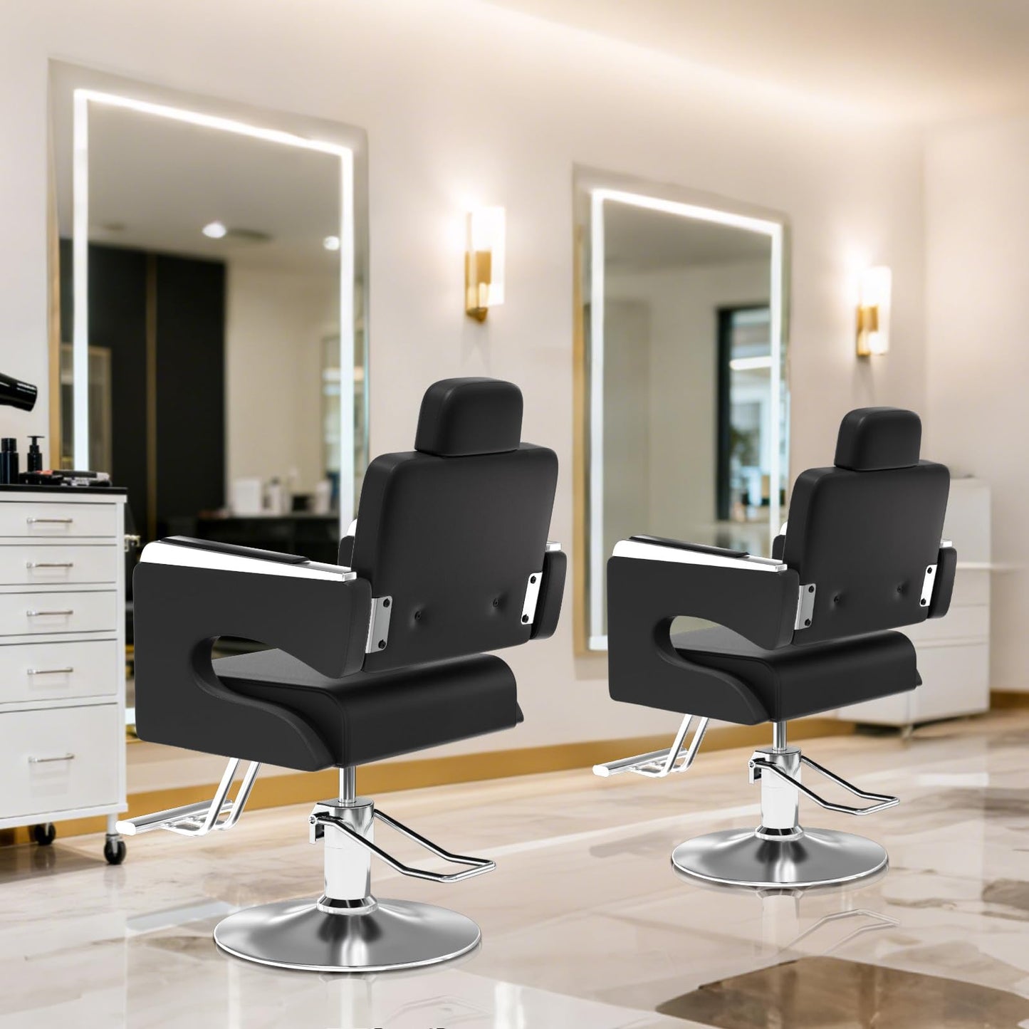 Cuute Salon Chair for Hair Stylist, Barber Chair with Heavy Duty Hydraulic Pump, Stylist Chair for Barbershop 360 Degrees Rolling Swivel Spa Beauty Equipment for Hair Stylist