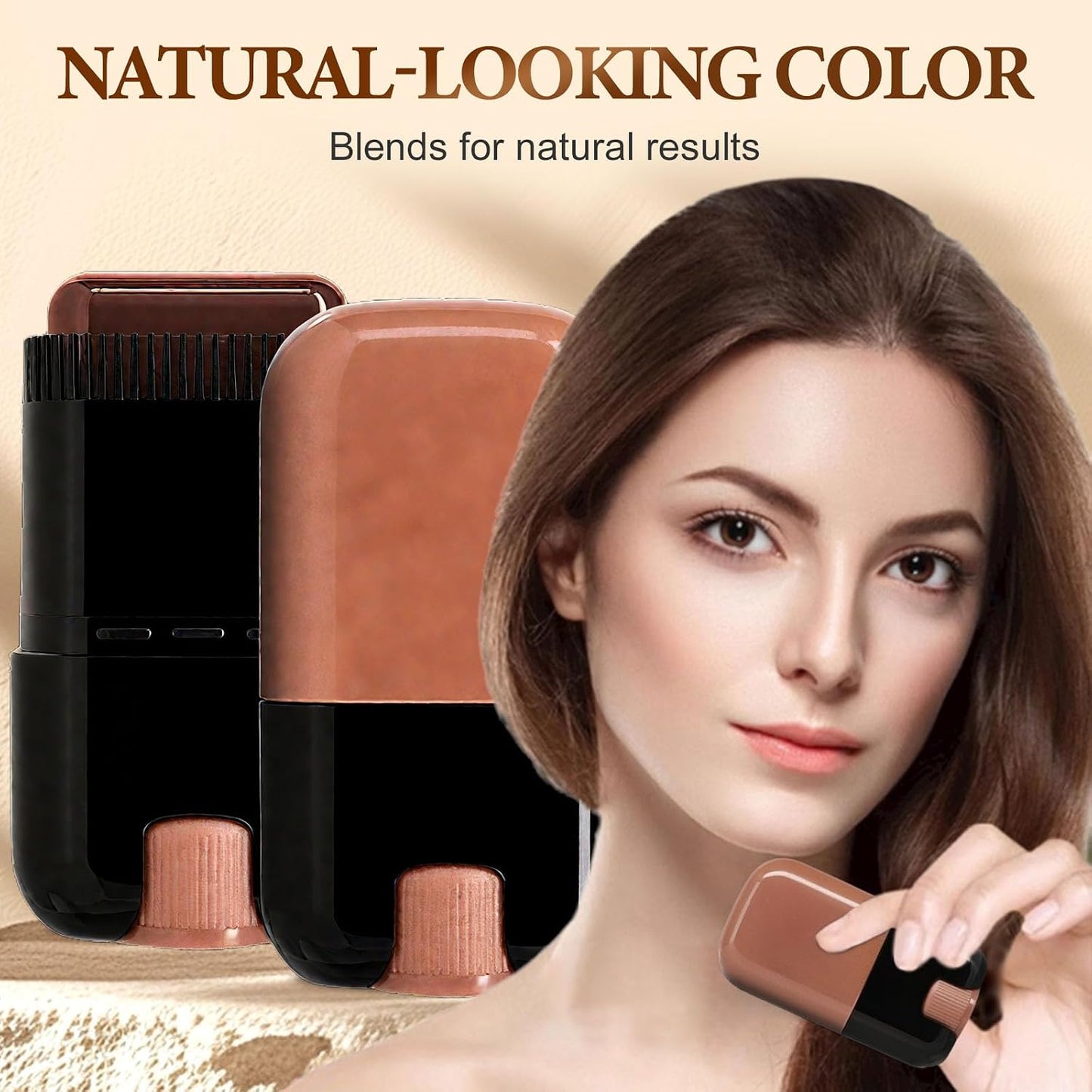 Hair Color Stick - Waterproof Gray Hair Concealer | 2-in-1 Touch-Up Comb for Women - Black