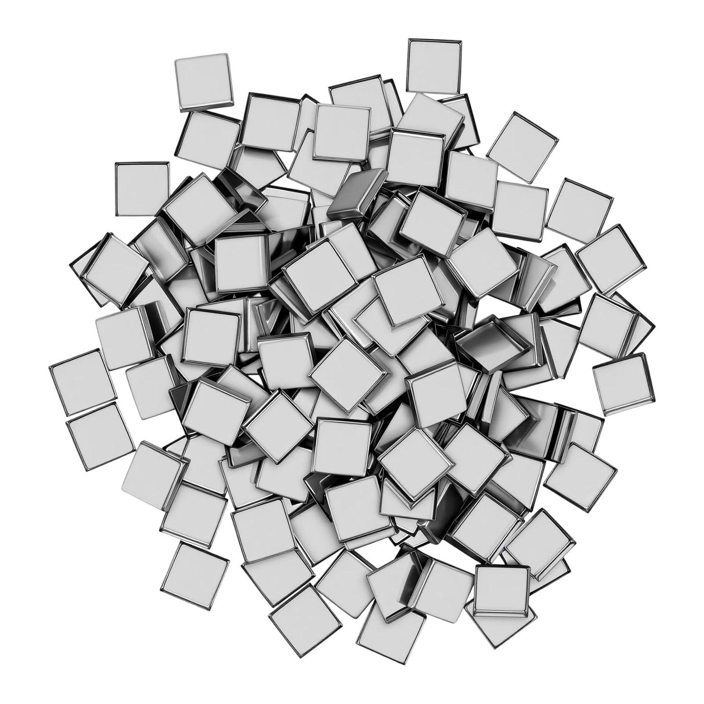 MUKLEI 200 PCS Empty Eyeshadow Pans, 1 Inch Square Metal Pans for Eyeshadow, Small Magnetic Makeup Pans for DIY Makeup Organizer Palette, Silver