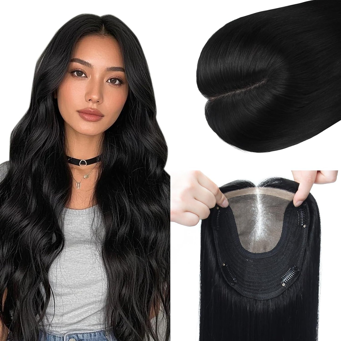 Real Human Hair Toppers for Women - Thinning Crown Solution | 6x7 Inch, 150 Density, 14 Inch Platinum Blonde