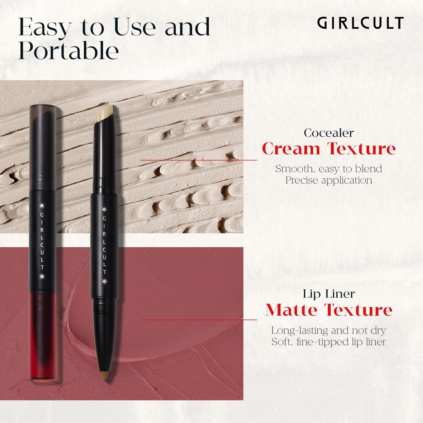 GIRLCULT Nude Lip Liner and Lip Concealer Duo, Lip Contour Pencil